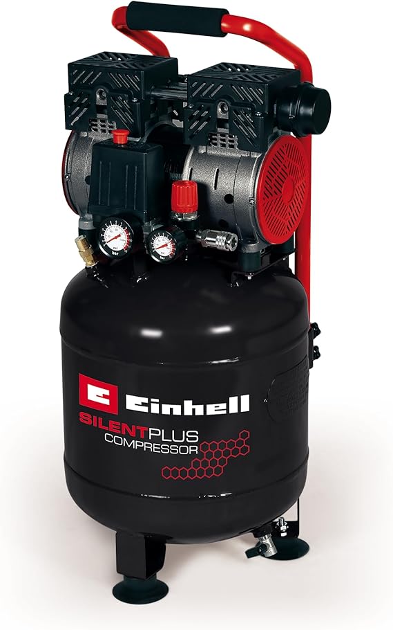 Einhell Hava Kompresörü TE-AC 135/24 Silent Plus 4020610 | 750 W | 8 bar | 24 L tank | 135 l/dk emiş gücü | 1.450 dev/dk | basınç göstergesi | hızlı bağlantı | yağsız