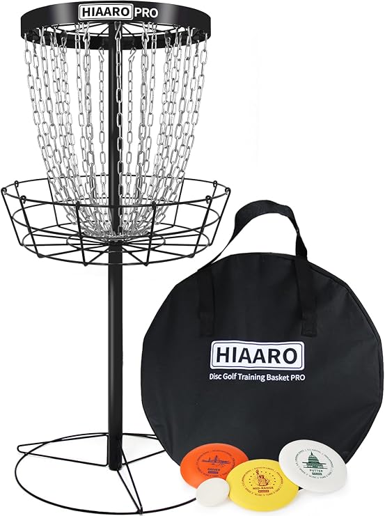 PDGA Approved HIAARO PRO Disc Golf Basket, Portable Disc Golf Target with Heavy Duty 24 Chains, Professional Disc Golf Basket