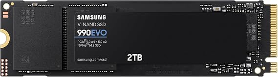 Samsung SSD 990 EVO 2TB, PCIe Gen 4x4 | 5x2 M.2 2280, Up to 5,000MB/s | NVMe Internal Solid State Drive, Upgrade Storage for PC Computer, Laptop (MZ-V9E2T0B/AM)