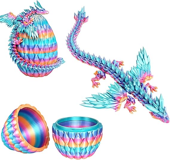 3D Dragon Eggs with Dragon Inside, Randomly Colored 3D Dragon Egg, 3D Printed Dragon with Wings, Ideal for Creative Play and Desk Decoration, Collectible Birthdays Gift