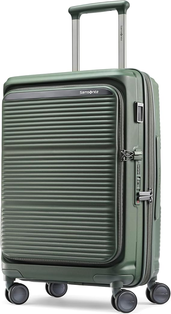Samsonite Paralux Carry-On Luggage - Innovative Design - Quick Access Front Pocket - Dual Suspension Wheel Technology - TSA Lock - Expandable - Includes Removable Packing Cubes - Olive