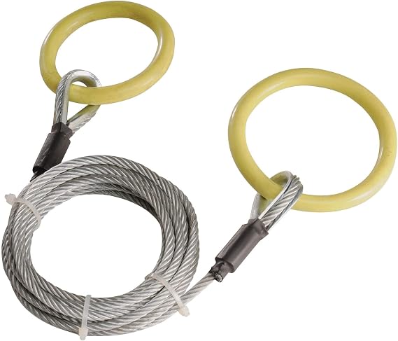 Timber Tuff Heavy-Duty Log Choker Cable for ATV and UTV, 10 Steel Logging, Wood Hauling Cable with Tow Rings for Trees and Firewood, TMW-38, Silver