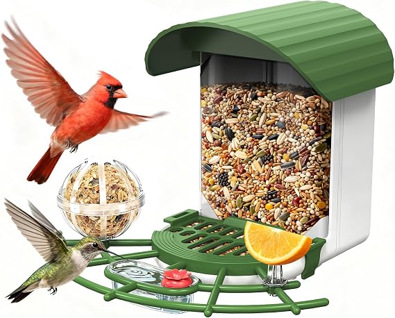Bird Feeder, 3.3LB Bird Feeder for Outdoors, Wild Bird House for Hummingbird, Cardinals, Ideal Christmas Gift for Parents, Birdlovers
