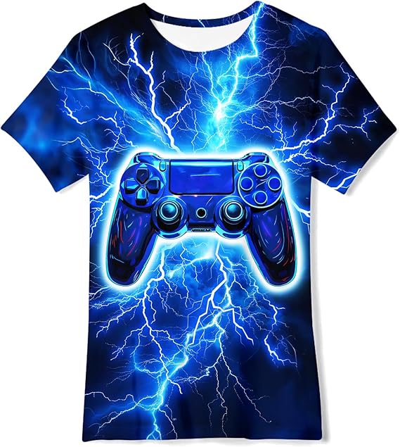 Boys Girls Neon 3D Graphic Game T-Shirt Short Sleeve Cool Tee 7-16Y