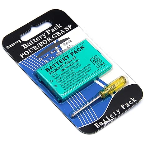 Game Boy Advance SP Battery Replacement 850mAh 3.7V Rechargeable Battery | Gameboy SP Li-ion Battery Pack with Screwdriver for Nintendo GBA SP AGS-001