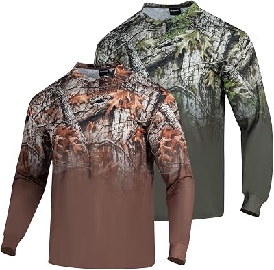 Mens Hunting Camo Shirt Lightweight,Camouflage Shirts for Men Long Sleeve Shirt for Fishing Hiking Camping