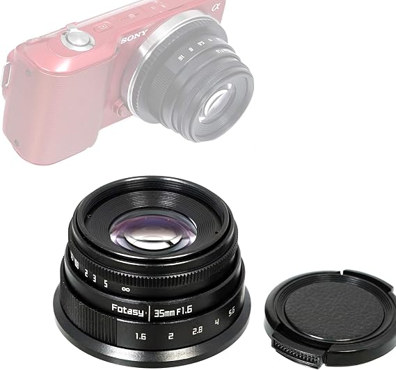 Fotasy 35mm F1.6 Large Aperture Manual Prime Fixed Lens APS-C for Sony E-Mount Camera, 35mm 1.6 Multi Coated Manual Lens fits Sony NEX-5R NEX6 NEX7 a3100 a51000 a6000 a6100 a63000 a6400 a6500