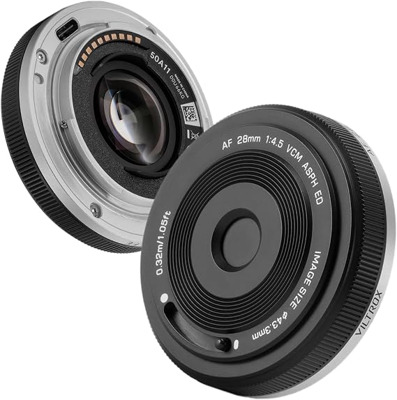 Viltrox AF 28mm f4.5 FE Pancake Lens for Sony E Mount Cameras (a7, a7R, a7S, a7C, a9) Ultra-Thin, Full Frame, Lightweight, Black