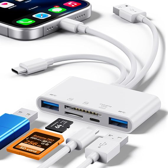 5-in-1 SD Card Reader for Phone Memory Card Reader & USB OTG Adapter USB C and USB A devices with micro SD & SD card slots supports SD/Micro SD/SDHC/SDXC/MMC