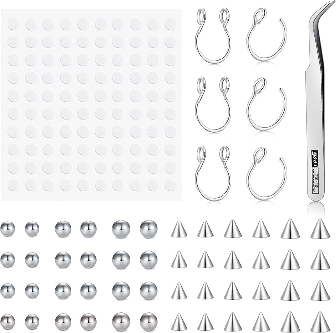 D.Bella Fake Nose Ring Hoop Fake Septum Fake Nose Stud Faux Piercing Nose Cuffs for Non Pierced Nose Magnetic Nose Jewelry for Women Men