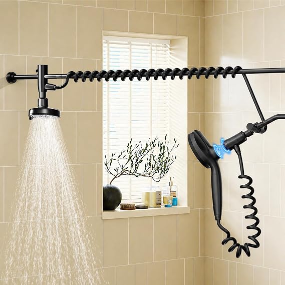 Dual Shower Head with Magnetic Handheld, Double Showerhead Gifts, Black