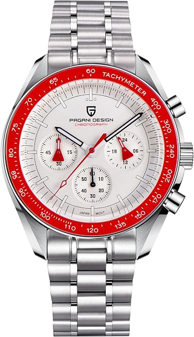 HaiQin Pagani Design 1701 Men's Watches Japanese VK63 Quartz Movement Stainless Steel Strap Waterproof Casual Dress Analog Watch Professional Chronograph