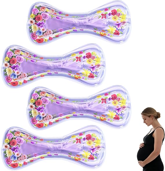 Reusable Perineal Cold Packs for Postpartum Recovery (4 Pack) - Gel Ice Pads, Soothing Relief After Vaginal Delivery (Purple)