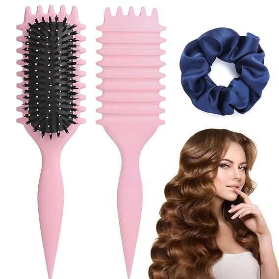 Curly Hair Brush, 2025 Curly Hair Products Curl Defining Brush, Bounce Defining Hair Shaping for Women Men,Pink
