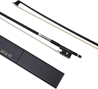 MI&VI NB-760 Professional Carbon Fiber Violin Bow Full Size 44 with Bow Case Included | Silver Winding Mount | Well Balanced |Mongolian Horse Hair | Perfect Weight - MIVI Music