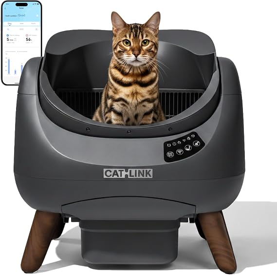CATLINK Open Top Self-Cleaning Cat Litter Box for Multiple Cats, 20 Liners | Health Tracking, APP Control, Anti-Pinch Safety, Max 15 Days Hand-Free, Easy Using, Quiet Operation