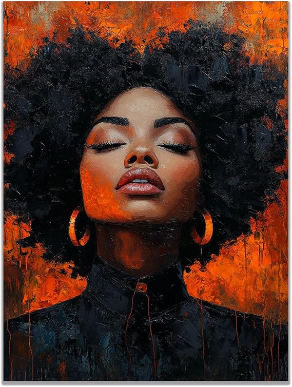 QFKJDML African American Women Wall Art Posters Black Girl Queen Pictures Paintings Prints Wall Decor,Modern Artwork for Living Room Bedroom-40x60cm(16x24in) Unframed