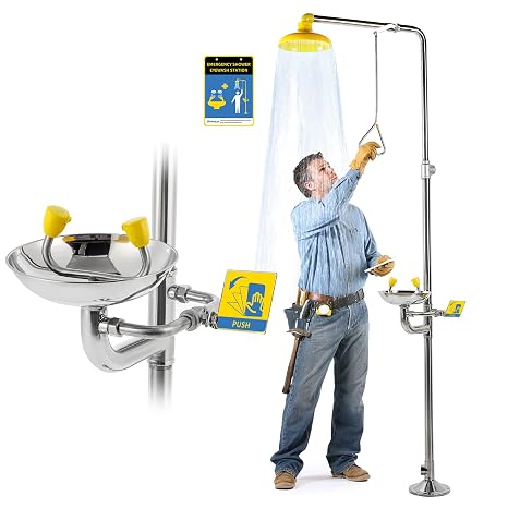Combination Eye Wash Station Emergency Safety Shower Eyewash OSHA Approved