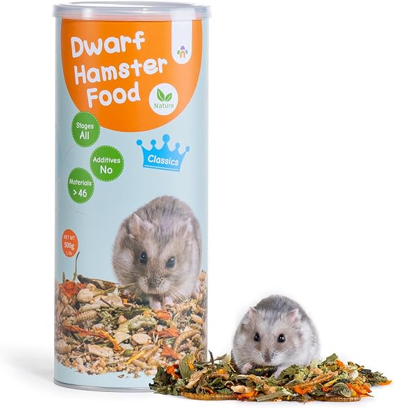 Niteangel Nature Dwarf Hamster Food: 500g/17.63oz Complete & Balanced Diet
