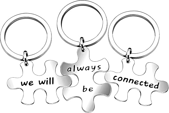 3pcs Best Friends Brothers Sisters Gifts Key Chain Set Friendship Long Distance Gifts - We will always be connected Keychain