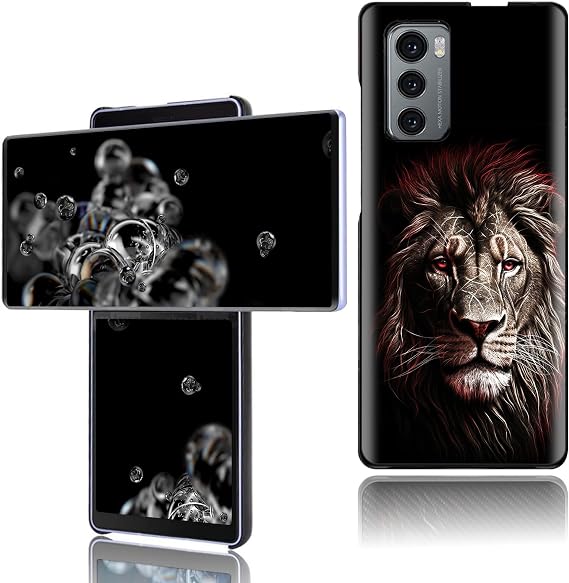 for LG Wing Case,for LG Wing Phone Case Slim Hard PC Ultra-Thin Anti-Scratches Shockproof Protective Phone Cover Case for LG Wing 5G 6.8 inch,Black Cute Lion