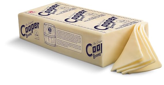White Cooper Brand: Sharp American Cheese. 1/2 block. 2.25-2.5lb