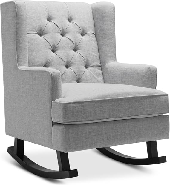 Best Choice Products Rocking Accent Chair, Tufted Upholstered Luxury Velvet Wingback for Nursery, Living Room, Bedroom w/Wood Frame - Gray