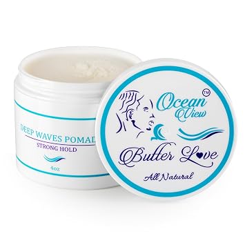 OCEAN VIEW DEEP WAVES POMADE Butter Love, 360 Wave Grease for Men Promotes Layered Waves, Moisture, Control and Silky Shine All Natural Wave Cream with Shea Butter and Beeswax for Wolfing (4 oz)