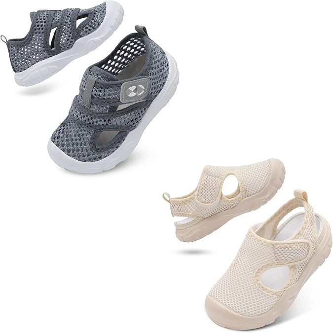 Centipede Demon Toddler Sandals Boys Girls Kids Swim Beach Water Shoes Set of 2 Pairs Size 7-7.5 Toddler Grey Beige
