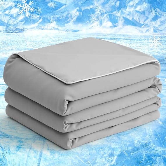 Cooling Comforter King/Cal King Size, Cooling Blankets for Hot Sleepers, Lightweight & Breathable Summer Comforter with Q-Max > 0.4 Technology for Night Sweats, 106X90 Inches, Grey