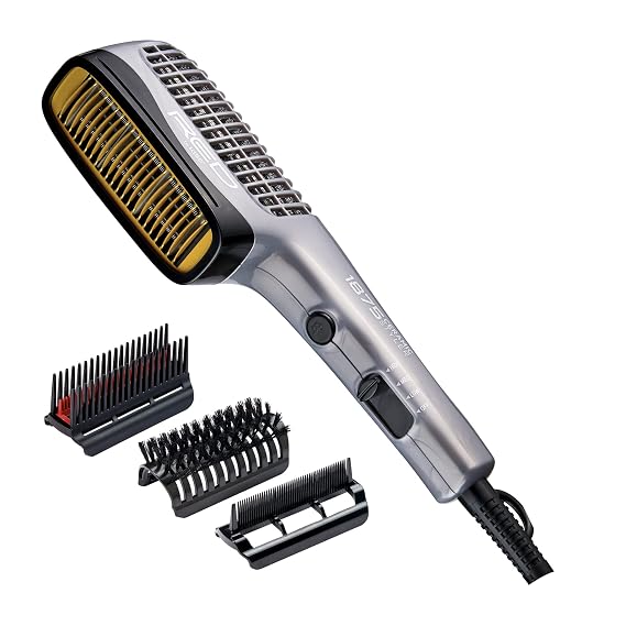Red by Kiss 1875 Ceramic Ionic Hair Styler, Blow Dry Comb with 3 Attachments Including Detangler Pik, 4 Heat Settings & Cool Shot for Fast Drying, Straightening & Silk Press on All Hair Types