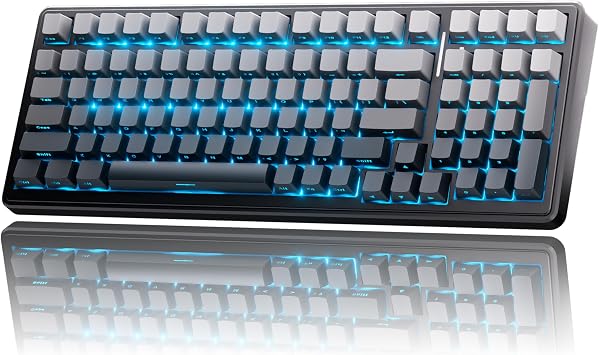 x Aula F99 99% Mechanical Gaming Keyboard Wireless Bluetooth, 2.4Ghz RF, USB-C Wired Keyboard with RGB Backlit, Hot-Swappable Pre-lubed Linear Switches, PBT Keycaps, Numpad, Volume Knob