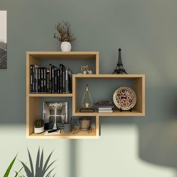 Sage Sapphire Oak Wall Shelf - Wall Library - Decorative Bookcase