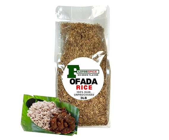 Traditional Local Rice - Ofada Rice Nigeria 3LB | Raw, Unrefined, Unprocessed and Unpolished | Wild Rice