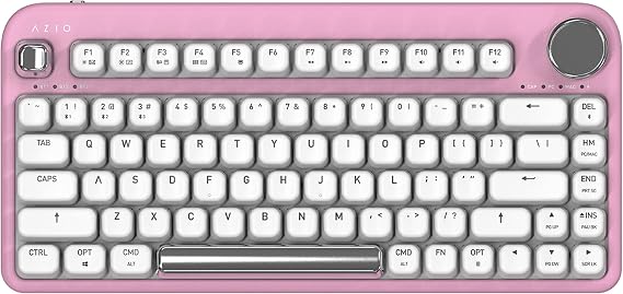 Azio IZO Wireless BT5/USB PC & Mac Mechanical Keyboard, Pre-Lubed Red Switches, Pink Blossom (IK408)