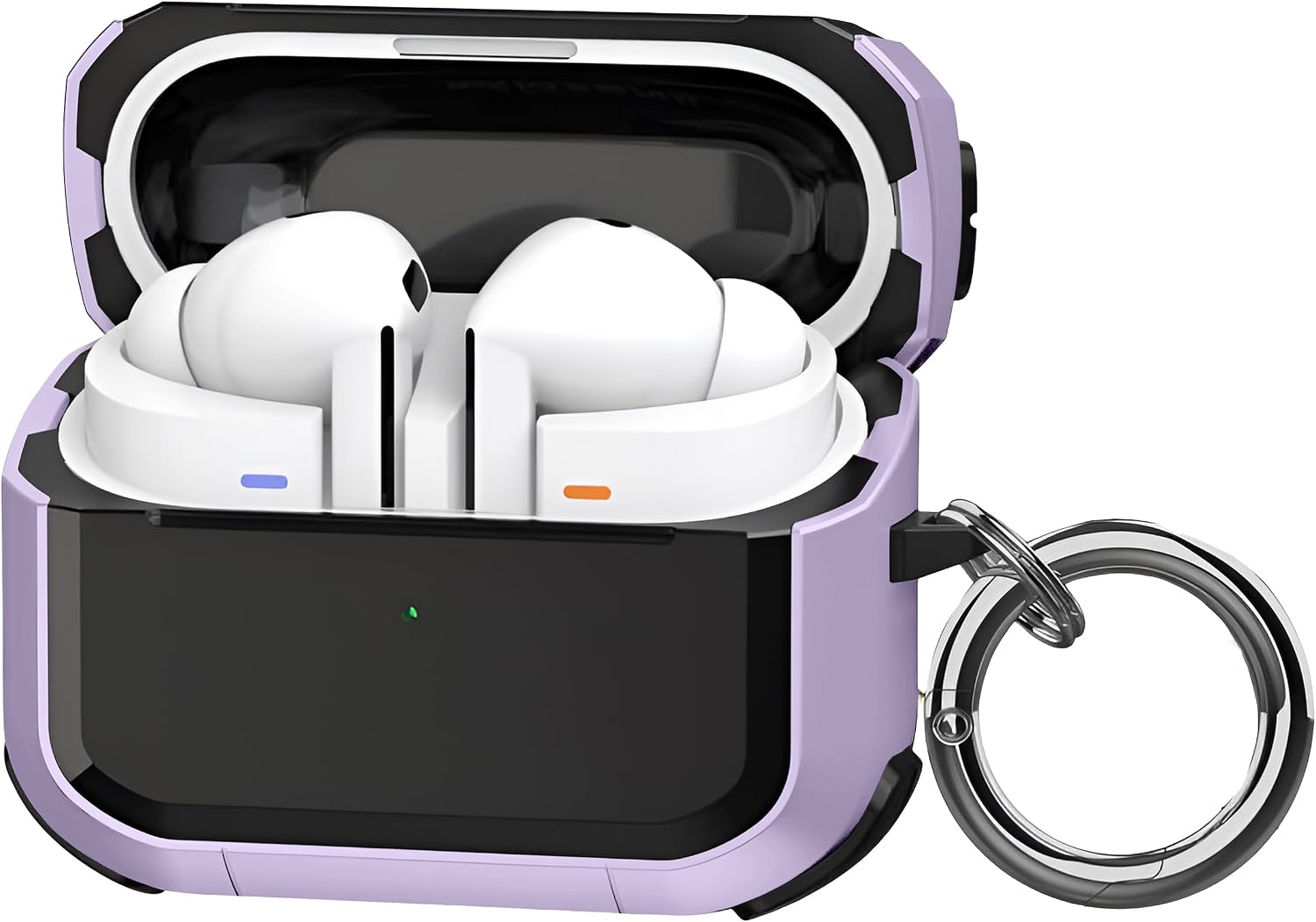 Teknoft Samsung Galaxy Buds 3 Pro, Buds 3 ve Buds 3 FE ile Uyumlu Darbelere Karşı Ultra Güçlü Çift Renkli Sert Kenarlı Mat Silikon Kılıf Lila