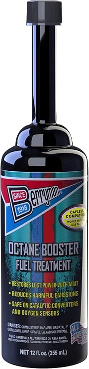 Berryman Products Berryman 1512 Octane Booster Fuel Treatment Pour-in Long-Neck Bottle Capless Tank Compatible, 12-Ounce