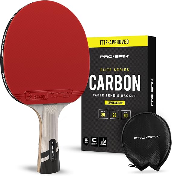 PRO-SPIN Ping Pong Paddles ITTF Approved Professional Table Tennis Rackets with Carbon Fiber for Superior Control | 7-Ply Blade, Premium Rubber, 2.0mm Sponge