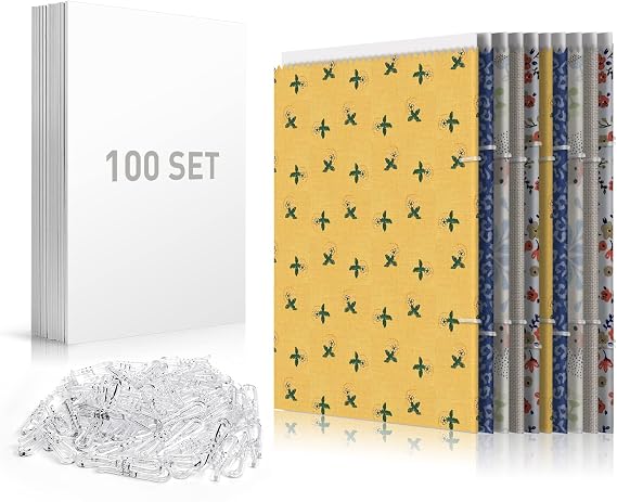 Thickened Fabric Organizer for Books, Comics and Magazines - 100 PCS of 7.5 * 10.5 Inch Comic Book Boards and Fabric Storage with U Shape Plastic Alligator Clips (400PCS)