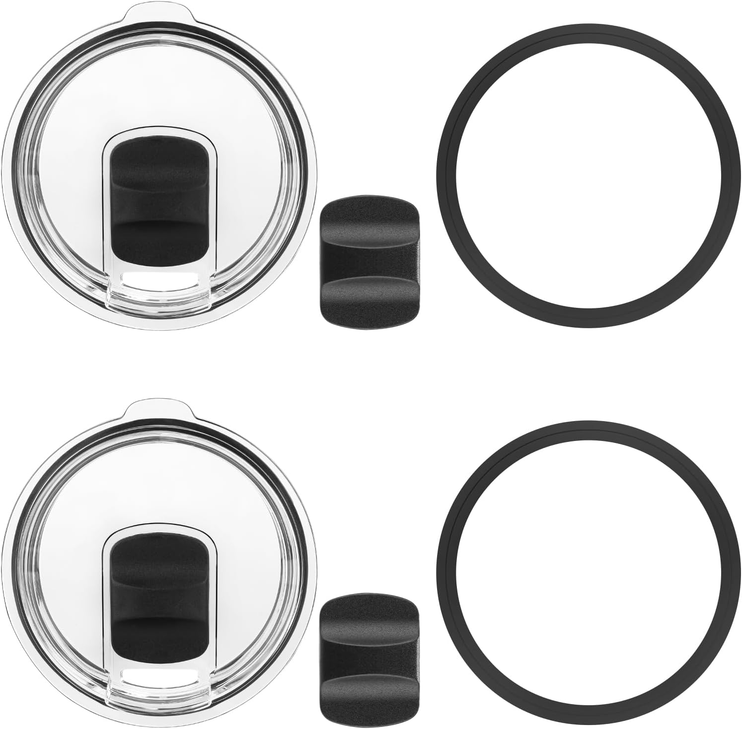 30 oz Tumbler Lid for Yeti, 2 Pcs Magnetic Top Replacement Lids Compatible for 30 oz Tumbler, 14 oz Mug and 35 oz Straw Mug With 2 Magnetic Slider Replacement and 2 Rubber Lid Seals Replacement