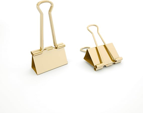 Binder Clips Little a bit Smaller Than Medium Clips Metal Clamp 1IN / 25MM (Golden, 24 PCS)