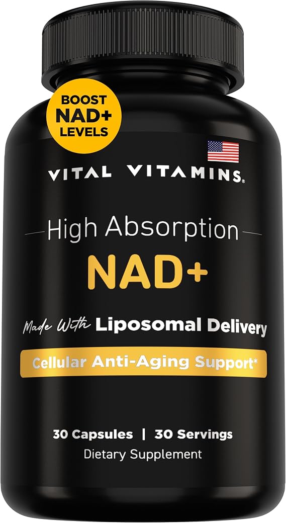 Vital Vitamins NAD+ Supplement, 500mg Liposomal for Better Absorption