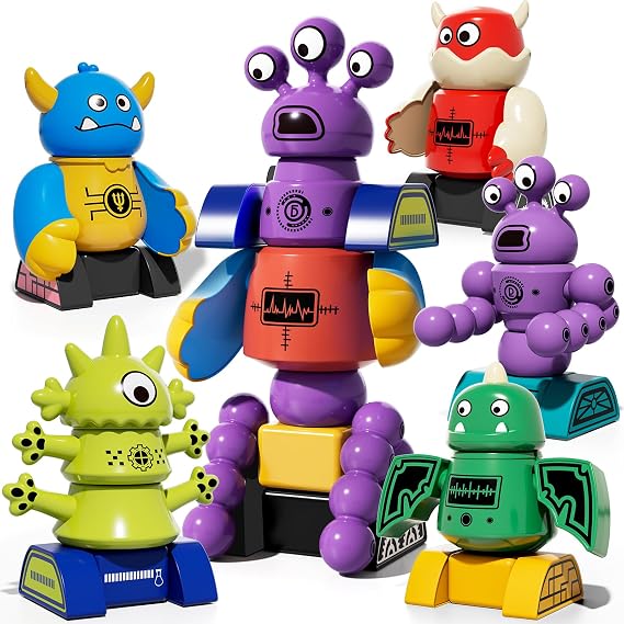 TEMI Magnet Robot Toy for Kids 3-5 Years Old | Monster Magnet Toys Stacking Transform Toys with Storage Box, Set for 3 4 5 6 7 Years Old Boys, Christmas and Birthday Gifts