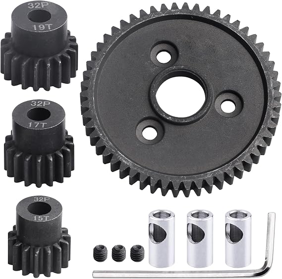 RC Metal Steel 54T 32P Spur Gear with 15T/17T/19T Pinions Gear Set Replace 3956 for Traxxas Slash 4x4 4WD/2WD/VXL Rally/Stampede 4x4 VXL/Summit/E-REVO/T-Maxx/Rustler 4X4 VXL