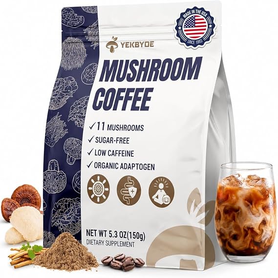 Mushroom Coffee, 11 Superfood Mushrooms includes Lion's Mane, Reishi, Chaga