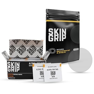 Skin Grip Dexcom G7 Patches & Alcohol Prep Pads Bundle 20 Dexcom G7 Patch Covers  100 Wipes for CGM Skin Prep & Removal Waterproof, Skin-Friendly, Long-Lasting Hold
