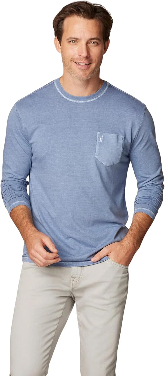 johnnie-O Brennan 2.0 Long Sleeve Tee | Men's Cotton Modal Pocket Tee | Super Soft | Garment-Dyed | Easy Care