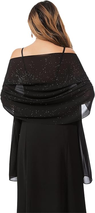Shawls and Wraps for Evening Dresses Sheer Chiffon Sparkly Shawl Scarf | Rhinestone Shawl,Chiffon Shawl Wrap for Women,Wedding Cape,Elegance Scarves Shall Shaw Capelet,Silky Long Shawls