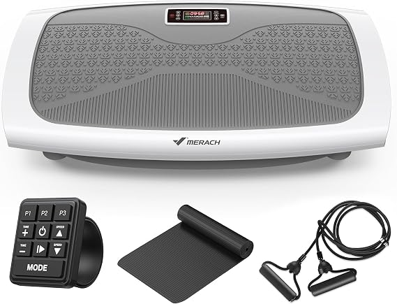 Merach CV60 4D Vibration Plate Exercise Machine with 120 Speeds & 3 Presets | 7 Vibrating Modes, Vibration Platform for Lymphatic Drainage with 2 Resistance Bands, Home Exercise Equipment for Women Men