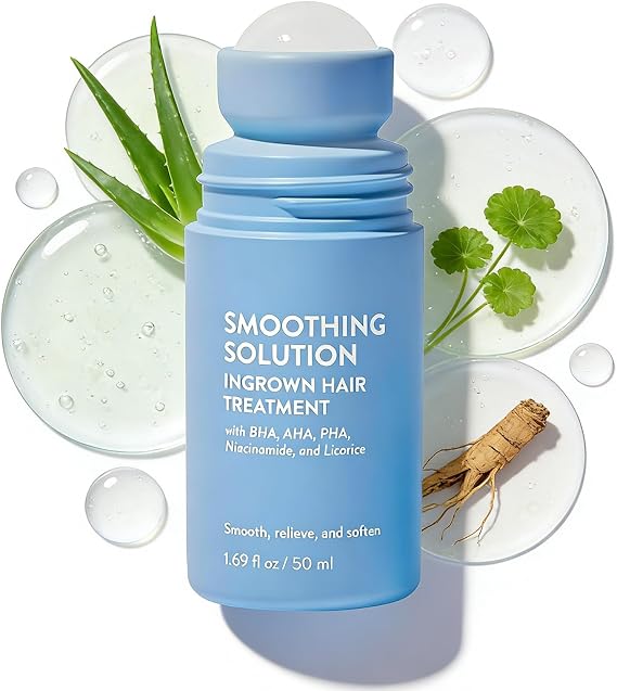 Smoothing Solution Ingrown Hair Treatment, Razor Bumps Treatment For Women & Men, After Shaving Oil, Tend Skin Solution For Smooth & Hydrated Skin, With Bha Aha Pha, Niacinamide & Licorice (1)